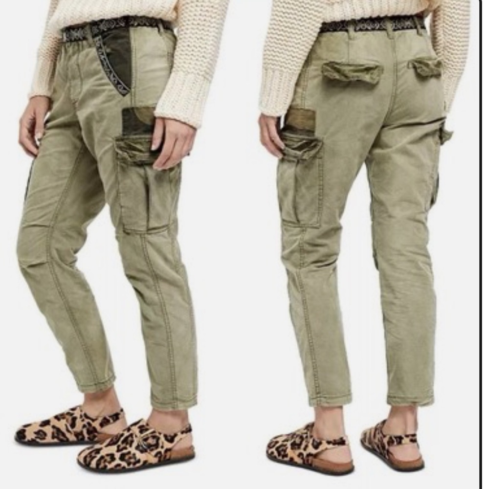 Free People Olive Green Cargo Ankle Pants